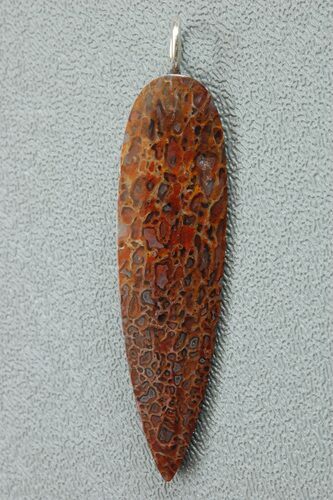Brown Agatized Dinosaur Bone Spear Pendant #5248